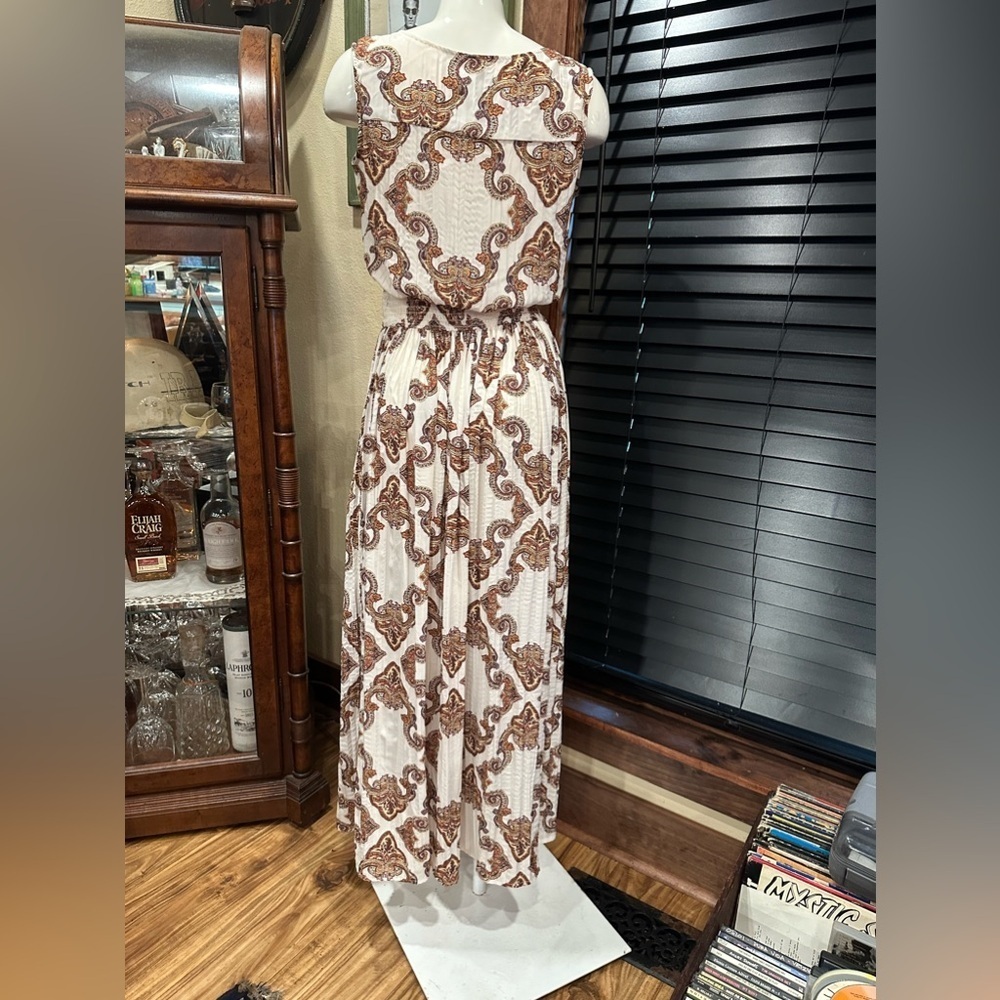 EST. 1946 Boho Paisley Maxi Dress Coastal Glam Smocked Waist V-Neck - Picture 8 of 11
